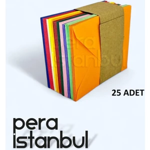 Pera İstanbul Renkli Küçük Zarf 7x9 cm 25 Li Paket
