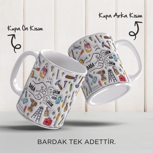 Babalar Günü Kişiye Özel Isimli, 3D Tasarımlı, Hediye Porselen Kupa