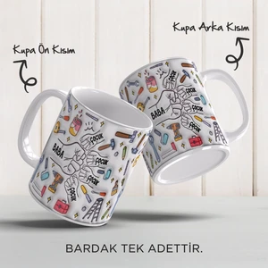 Babalar Günü Kişiye Özel Isimli, 3D Tasarımlı, Hediye Porselen Kupa