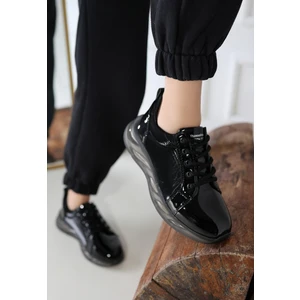 Piona Siyah Rugan Gri Tabanlı Spor Ayakkabı