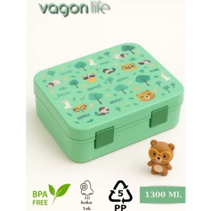 Yeni Nesil Çocuk Beslenme Kutusu Tek Katlı - Bölmeli Lunch Box - 1300 Ml. (Plastik Pp5 Malzeme)