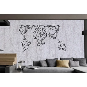 Geometrik Dünya Haritası Metal Tablo