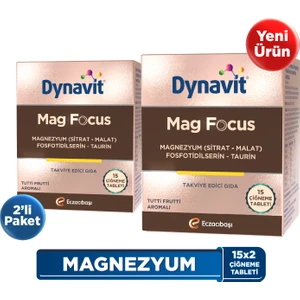Mag Focus 15x2 Çiğneme Tableti - Okula Dönüş - Magnezyum Malat & Sitrat, Fosfotidilserin