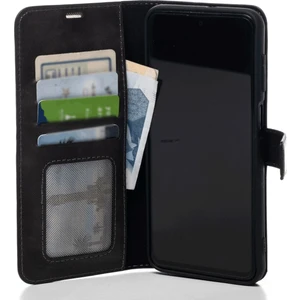 Siyah Xiaomi Redmi Note 12 5g Hakiki Deri Cüzdan Kılıf Kapaklı Mıknatıslı Kartlık Bölmeli Cüzdanlı Stand Özellikli