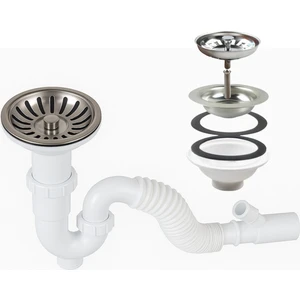 Çöpmak Lavabo Sifonu Koku Önleyici Sistemli Tahliye Seti – Çamaşır Makinesi Uyumlu