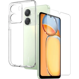 Xiaomi Redmi 13C Şeffaf Silikon Kılıf + Cam Ekran Koruyucu Seti