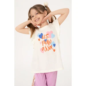 U.s. Polo Assn. Kız Çocuk Krem Tişört 50306208-VR071