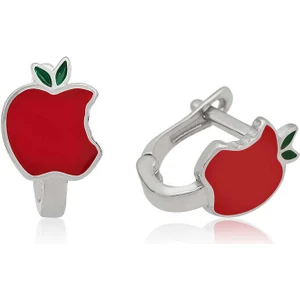 925 Ayar Gümüş Kırmızı Elma Çocuk Küpesi