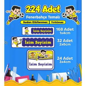 Fenerbahçe Futbol Temalı Okul Kreş Kişiye Özel Isim Etiket Seti - Model 284