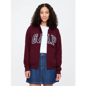 Kadın Bordo Gap Logo Fleece Fermuarlı Sweatshirt