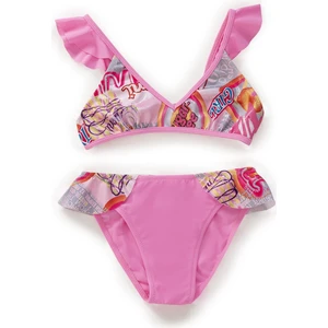 Kız Çocuk Parlak Desenli Volanlı Bikini Takımı
