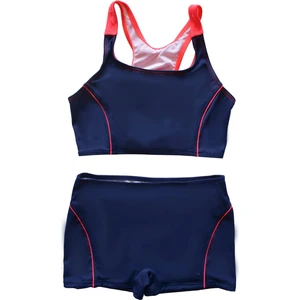 Kız Çocuk Şortlu Lacivert Yüzücü Bikini Takımı