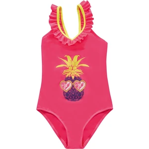 Kız Çocuk Yaka Fırfırlı Mercan Pembe Mayo