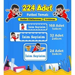 Futbol Temalı Okul Kreş Kişiye Özel Isim Etiket Seti - Model 293