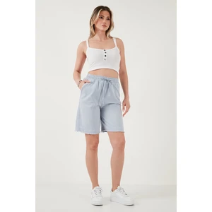 Pamuklu Standart Fit Normal Bel Bağlamalı Cepli Şort Bayan Şort 668YP5326