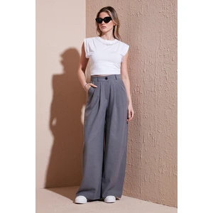 Wide Leg Yüksek Bel Geniş Paça Palazzo Pantolon Bayan Pantolon 5866290