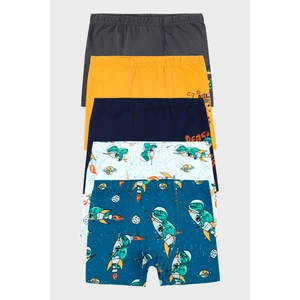 Desenli Streç Pamuklu 5 Li Paket Boxer Erkek Çocuk Boxer 6651013SPACE