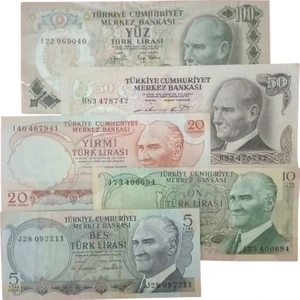 6. Emisyon 5 Adet Koleksiyon Kağıt Para Eski Para Hobi Para Hediye Antika Para Para Koleksiyonu