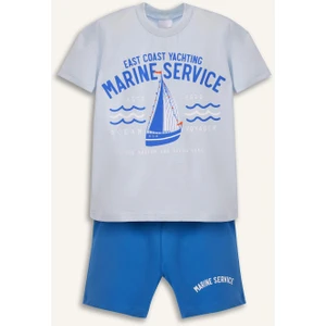 Erkek Bebek 2'li Takım Baskılı Kısa Kollu Tişört Beli Lastikli Şort E1345A525SM