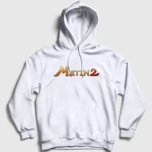 Unisex Beyaz Logo Oyun Metin2 Kapüşonlu Sweatshirt