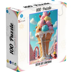 100 Parça Puzzle Çift Tasarım Tek Kutu Büyük Boy Dondurma