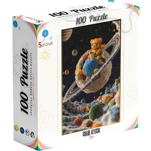 100 Parça Puzzle Çift Tasarım Tek Kutu Obur Ayıcık