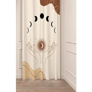 Bohem Güneş Yıldız Ay Aşk Soft Desenli Özel Tasarım Dijital Baskılı (Tek Kanat) Modern Şık Fon Perde