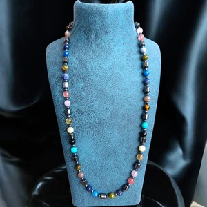 Çakra Doğal Taş Kolye ( Sitrin - Lapis - Turkuaz - Firuze - Akik - Kaplan Gözü - Oniks - Hematit - Gül Kuvars - Pembe Kuvars - Yeşim Taşı)