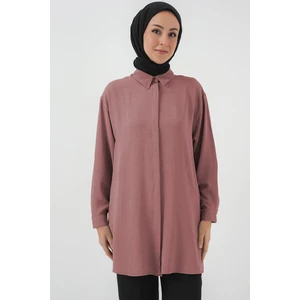 Kadın Uzun Gömlek Tunik 5945 - Pudra