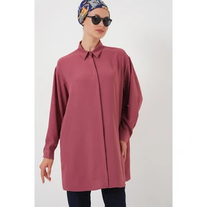 Kadın Uzun Gömlek Tunik 5945 - Gül Kurusu