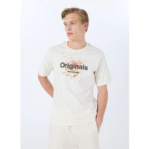 Jack & Jones Bisiklet Yaka Beyaz Erkek T-Shirt 12288515_JORSPLASH Tee Ss Crew Neck