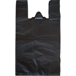 Siyah Dökme Market Poşeti Torbası - Hışır Atlet Poşet - Battal Boy - 37 x 70 Cm. - 1 Kg
