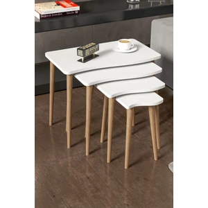 Zigon Sehpa Ahşap 4'lü Beyaz Kr