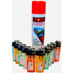 Taşlı Çakmak 10 Adet Polo Çakmak Gazı 1 Adet