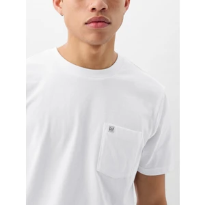 Erkek Beyaz Organik Pamuk Cepli T-Shirt