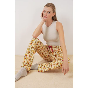 4323 Desenli Pijama Altı - M. Krem