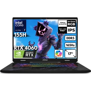 Msı Pulse 17 Aı Ultra 7-155H 32-GB DDR5 1 TB SSD RTX4060 (8GB-140W) 17" Fhd+ 165Hz Windows 11 Home Taşınabilir Bilgisayar C1VFKG-083XTRHMF32