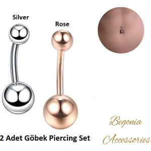Begonia Accessories, 316L Cerrahi Çelik, Zirkon Toplu Göbek Piercing