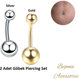 Begonia Accessories, 316L Cerrahi Çelik, Zirkon Toplu Göbek Piercing