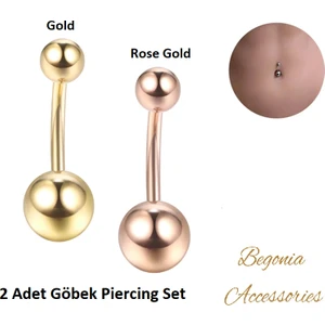 Begonia Accessories, 316L Cerrahi Çelik, Zirkon Toplu Göbek Piercing