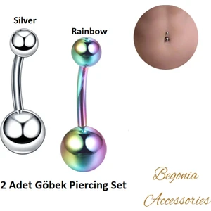 Begonia Accessories, 316L Cerrahi Çelik, Zirkon Toplu Göbek Piercing