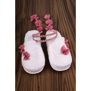 1014 Pudra Sarkan Küpeli Taç ve Terlik