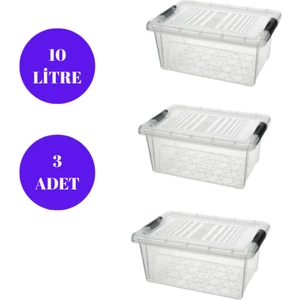 Kilitli Saklama Kutusu Oyuncak Kutusu 3 Adet Saklama Kabı 26 x 38,5 x 15,5