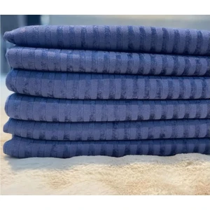 Bambu Çizgili Süngerli Kadife Kaymaz Çekyat Koltuk Örtüsü 170X210 cm Mavi Renk