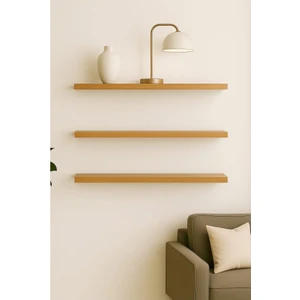 50 cm 3lü Safir Meşe Mdf Uçan Duvar Rafı Gizli Bağlantı Kitaplık