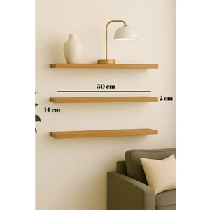 50 cm 3lü Safir Meşe Mdf Uçan Duvar Rafı Gizli Bağlantı Kitaplık