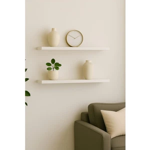 50 cm 2li Mat Beyaz Mdf Uçan Duvar Rafı Gizli Bağlantı Kitaplık