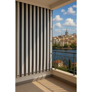 Gencer Home Balkon Perdesi Kuş Gözü Ölçü Seçenekli Gri Beyaz