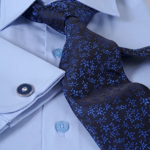 Mavi Hediyelik Kutulu Duble Manşet Gömlek Kol Düğmesi ve Kravat Seti