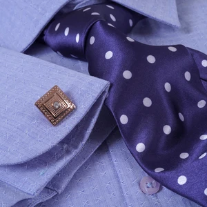 Mavi Elegant Desenli Hediyelik Kutulu Duble Manşet Gömlek Kol Düğmesi ve Kravat Seti